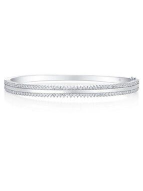 Diamond Arc 14K (or 18k upon request) White Gold Bangle Bracelet